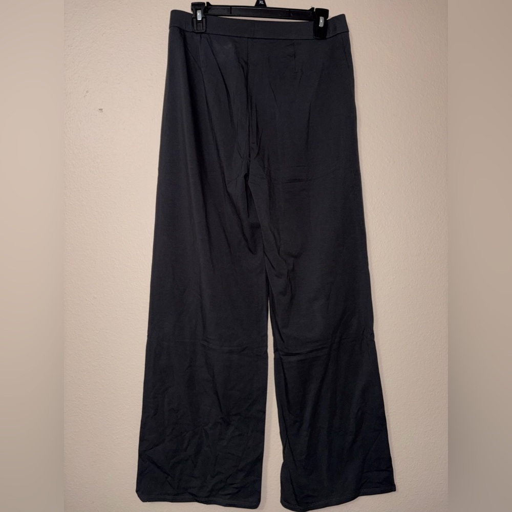 Eileen Fisher Black Wide-Leg Jersey Knit Pants - Picture 5 of 7